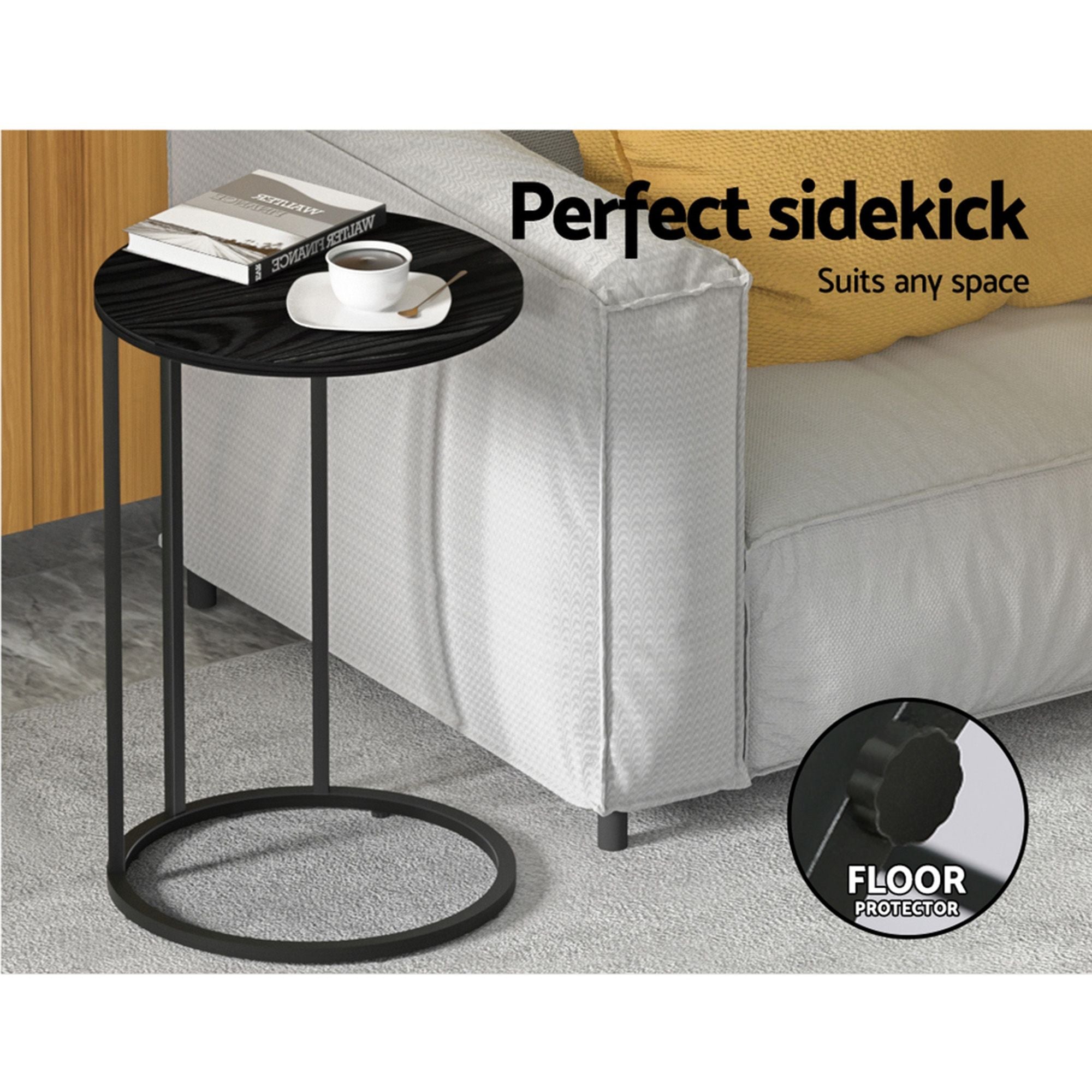 Artiss Single Sofa Bed and Side Table Set, Adjustable Recliner Narrow End Table