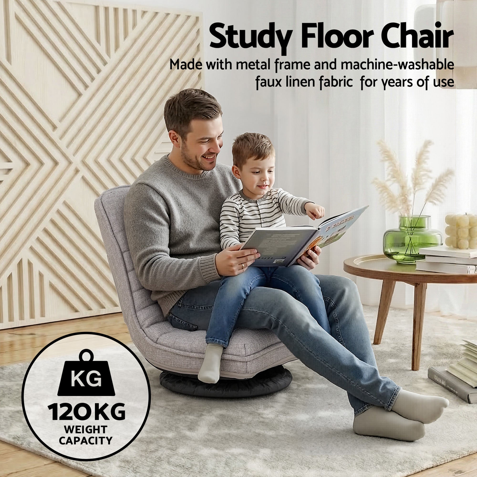 Artiss 4PCS Swivel Floor Chair 360 Adjustable Foldable Lounge Seat Floor Sofa Chair Grey