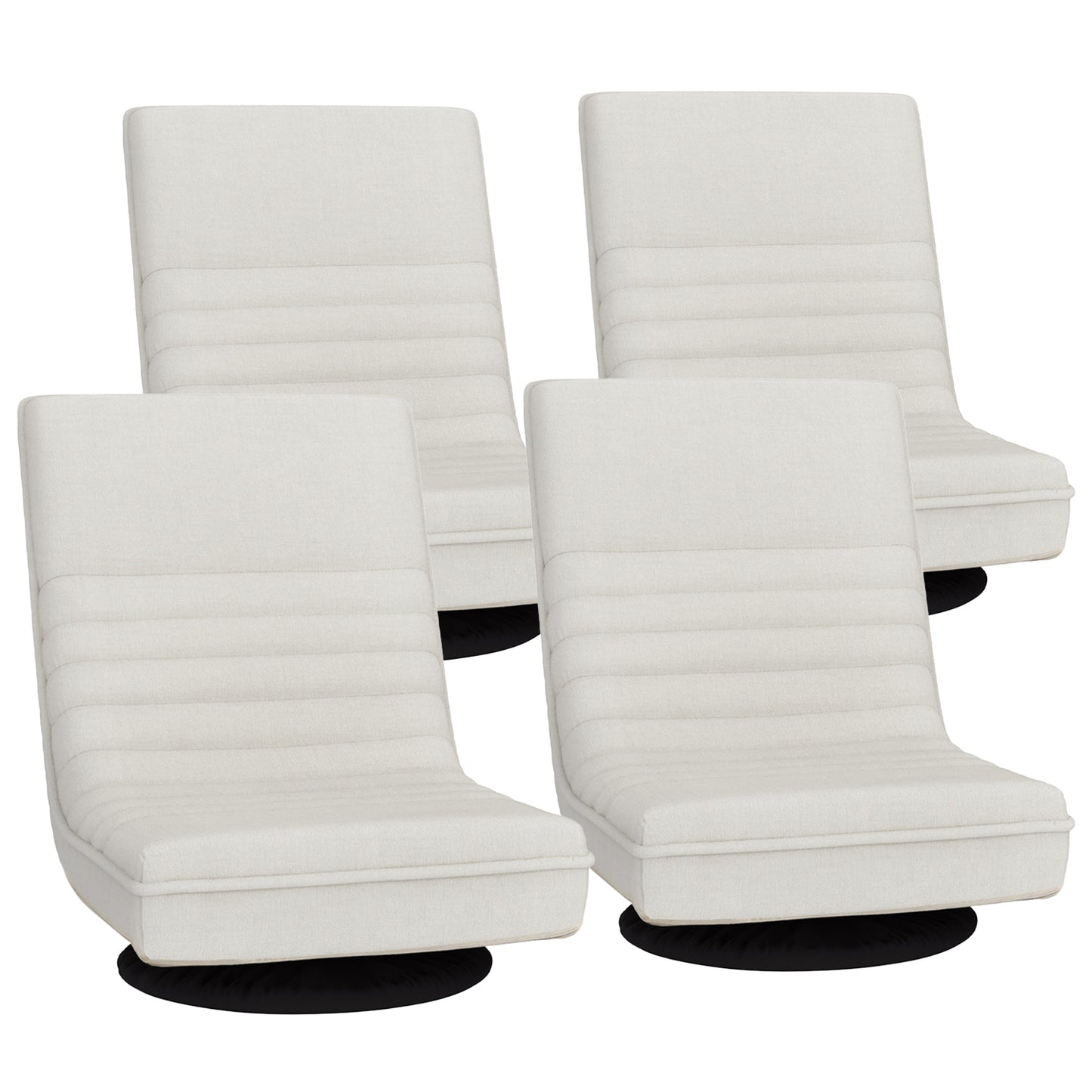 Artiss 4XFloor Chair Lounge Sofa Swivel Foldable Linen White