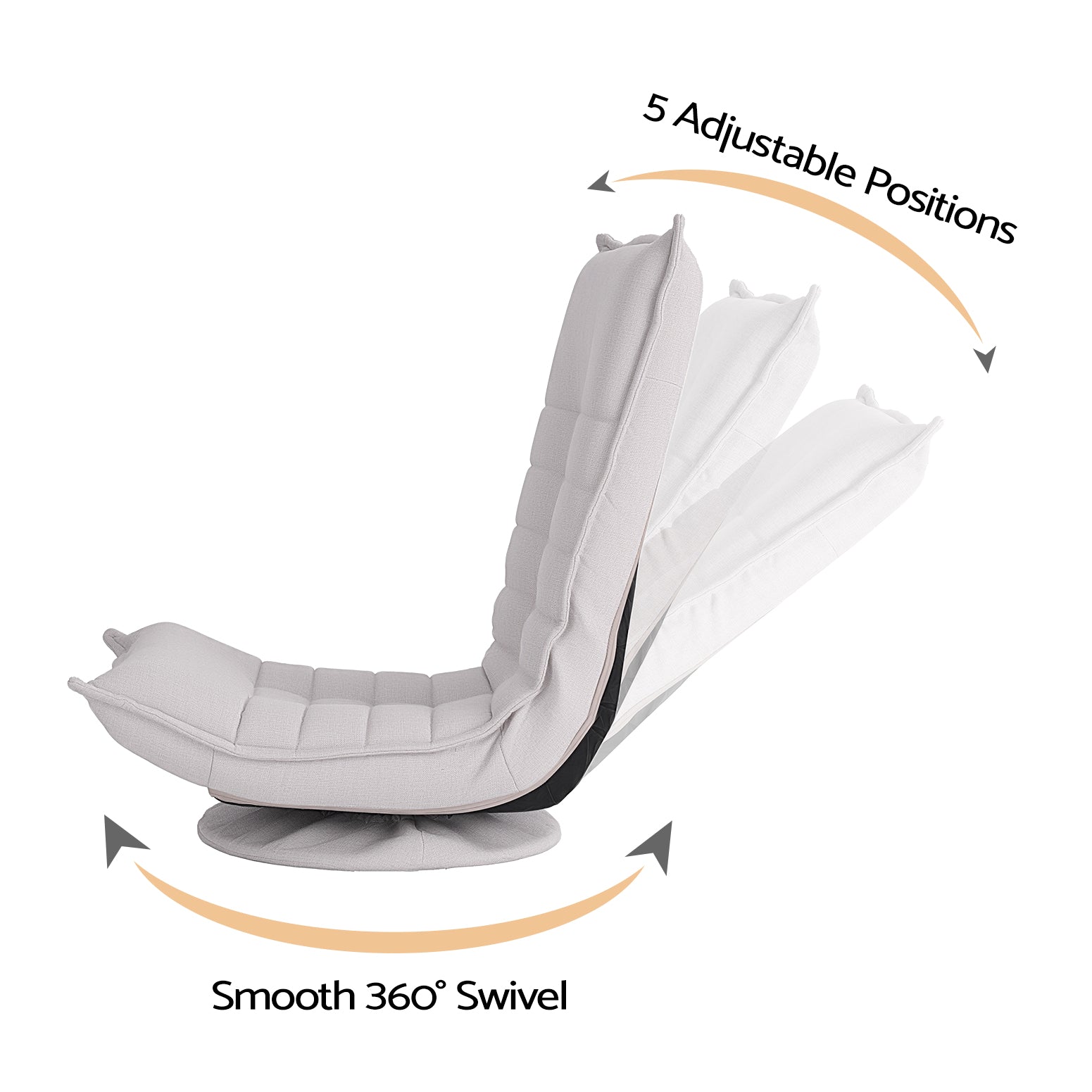 Artiss Swivel Floor Chair 5 Adjustable Foldable Lounge Seat Floor Sofa Chair Beige Grey