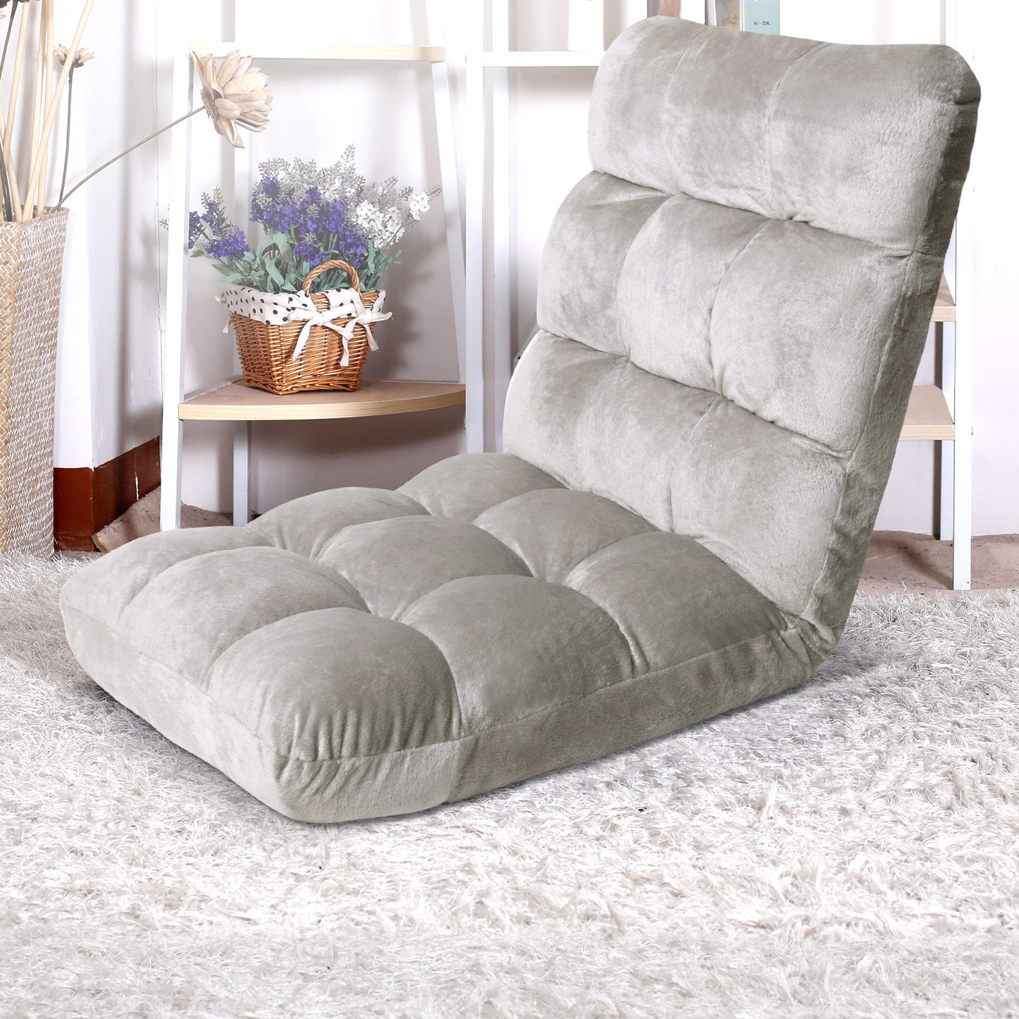 Artiss Lounge Sofa Bed Flannel Fabric Grey