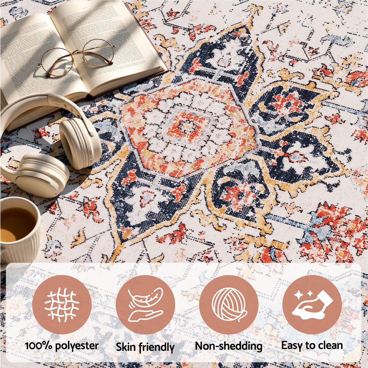 Artiss 80 x 300 cm Runner Rugs For Living Room No Heavy Rubber Crease-Free Foldable Design For Kitchen Entryway And Bedroom 100% Polyester Water-repellent Resistant Non-Shedding