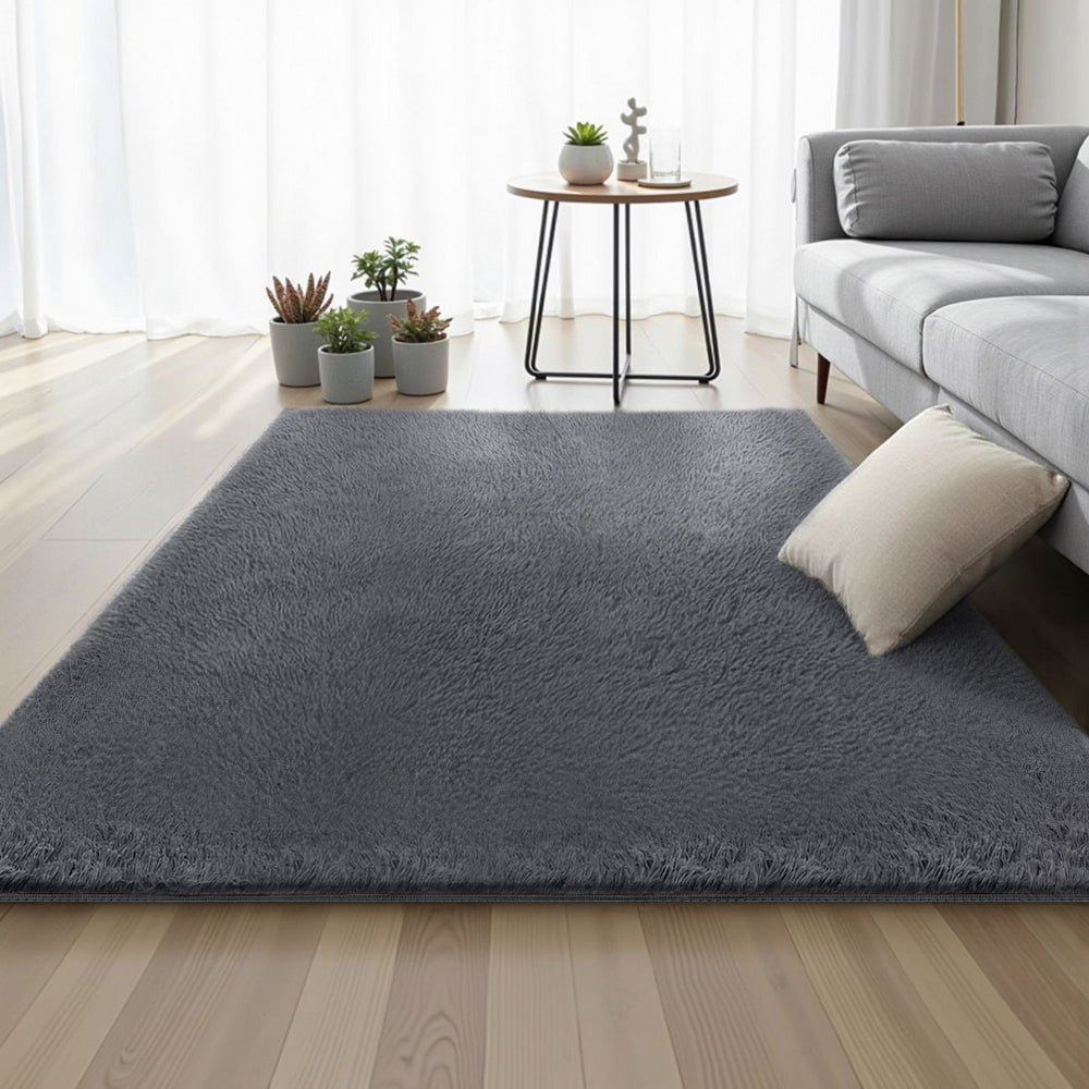 Artiss Floor Rug 140x200cm Plush Area Shaggy Rug Living Room Bedroom Carpet Grey