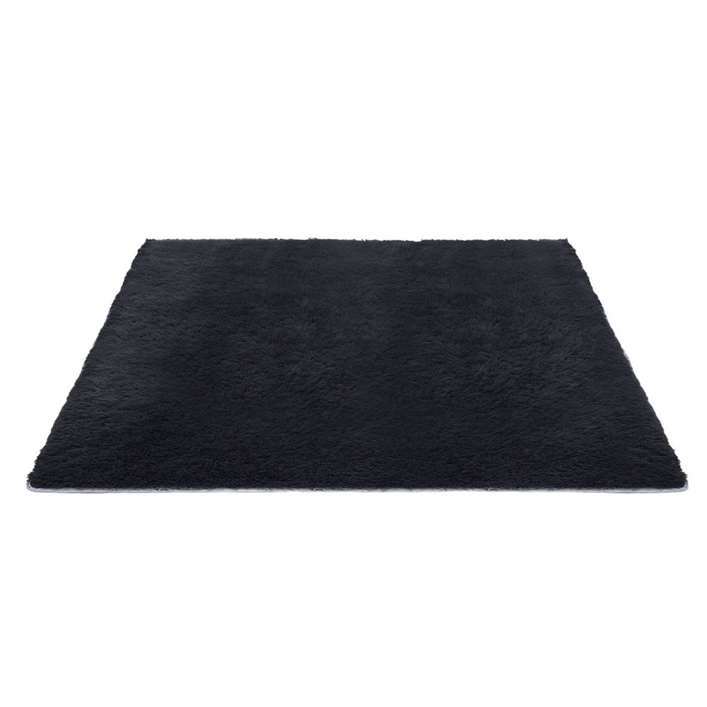 Artiss Floor Rug 200x290cm Plush Area Shaggy Rug Living Room Bedroom Carpet Black