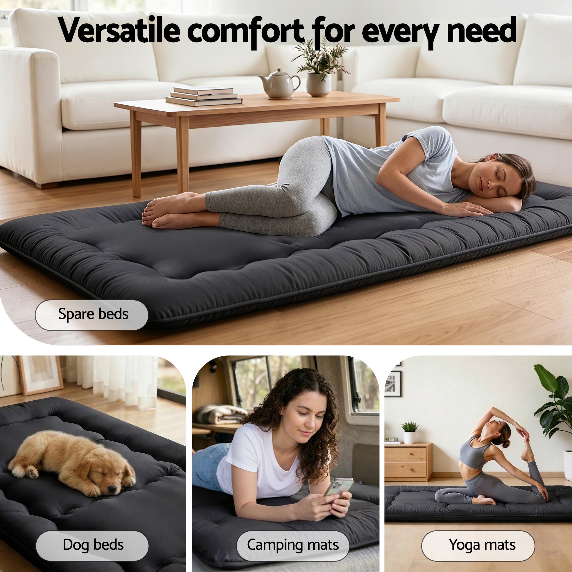 Giselle Bedding 10cm Japanese Floor Mattress Foldable Futon Mattress Washable Cover Straps