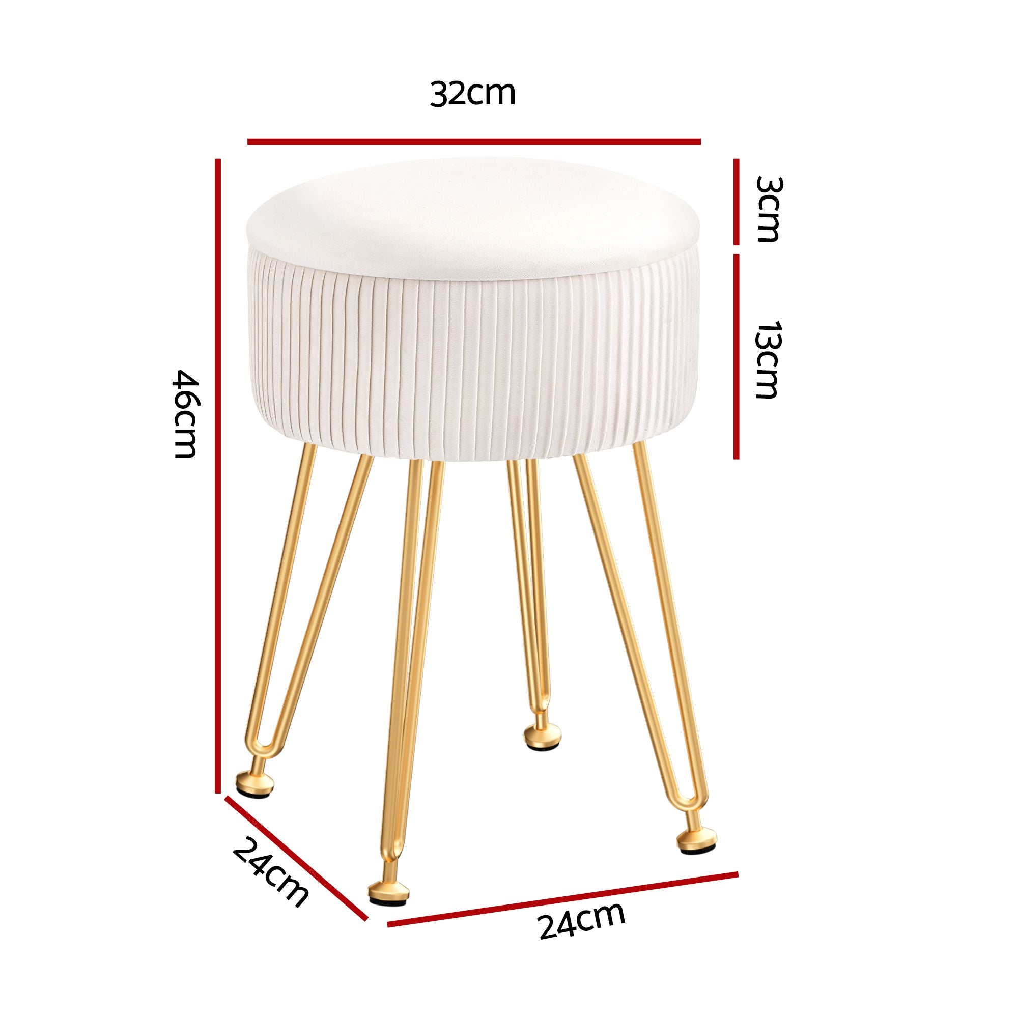 Artiss Ottoman Storage Foot Stool Vanity Velvet Round White