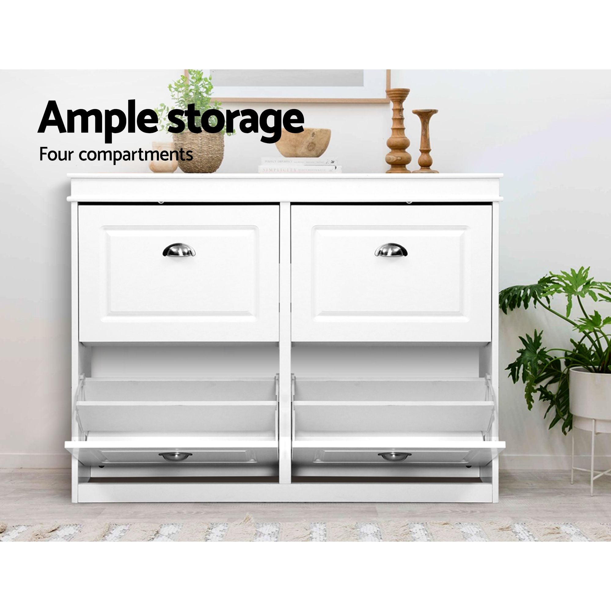 Artiss Shoe Cabinet Bench Set Flip Drawer Hallway Living Room White