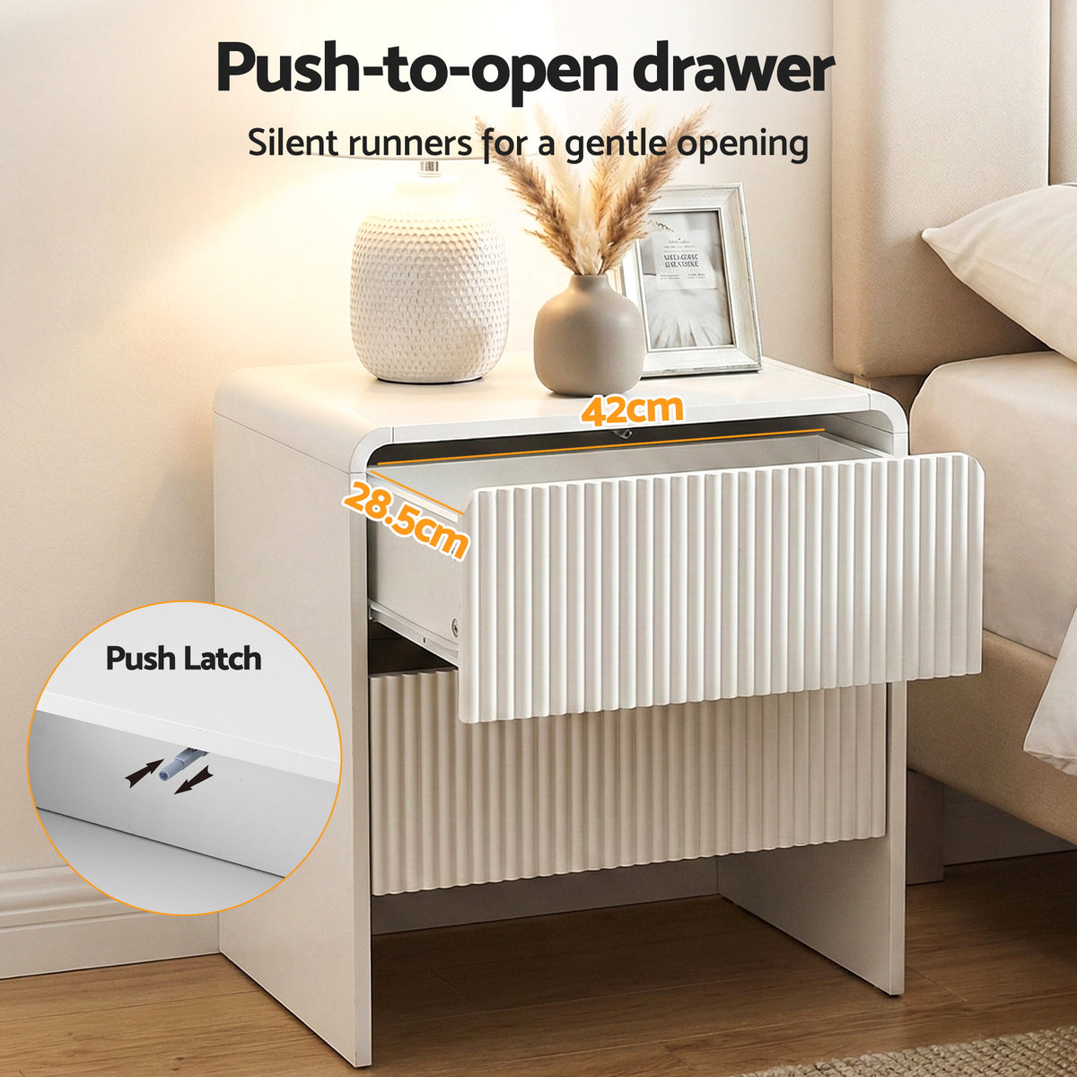 Artiss Bedside Table 2 Drawers - Beige