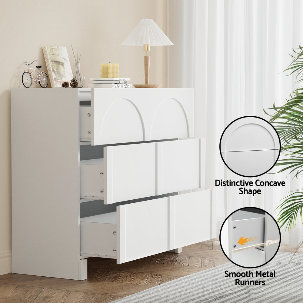 Artiss 3 Chest of Drawers Lowboy Dresser Cabinet White