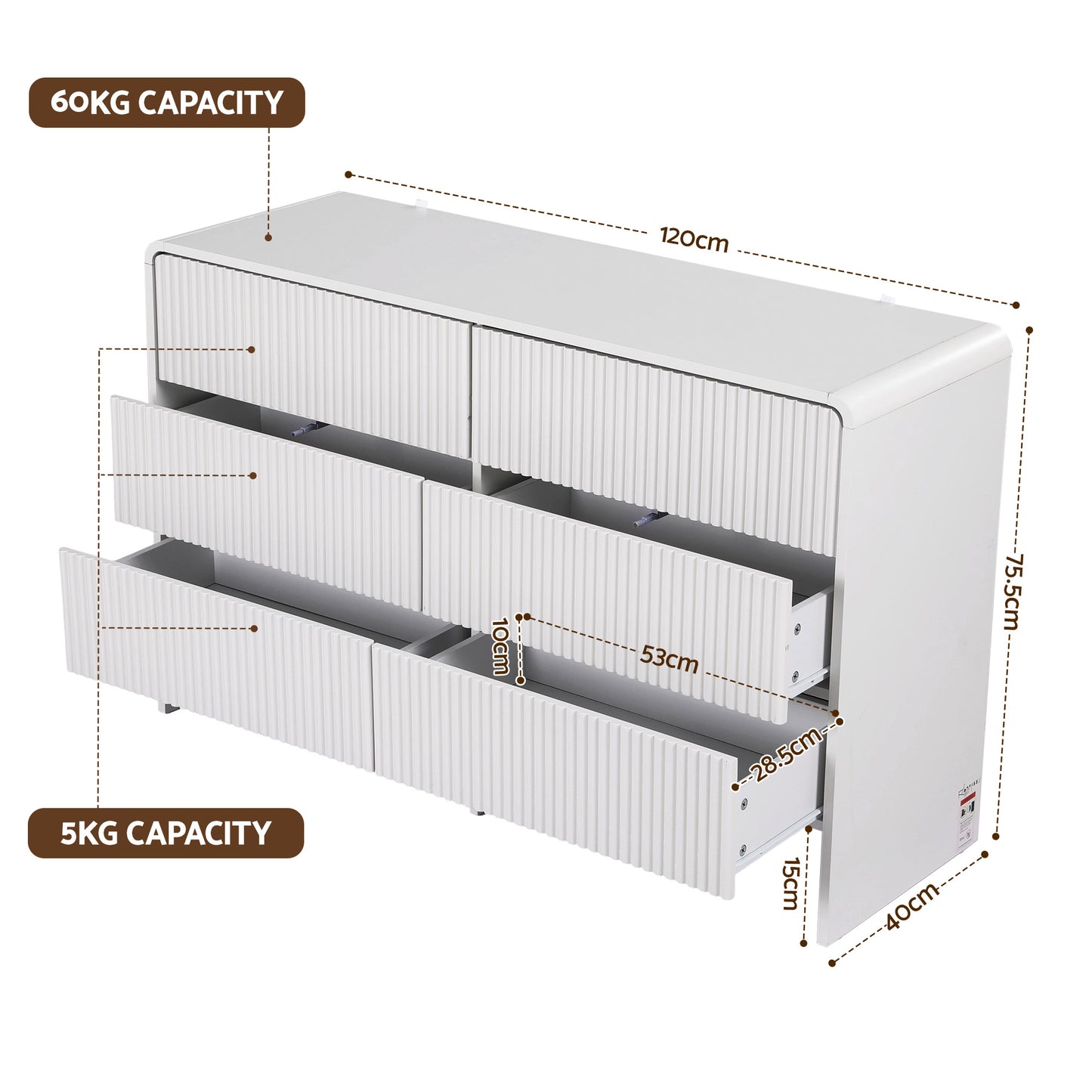 Artiss 6 Chest of Drawers Dresser Cabinet Beige