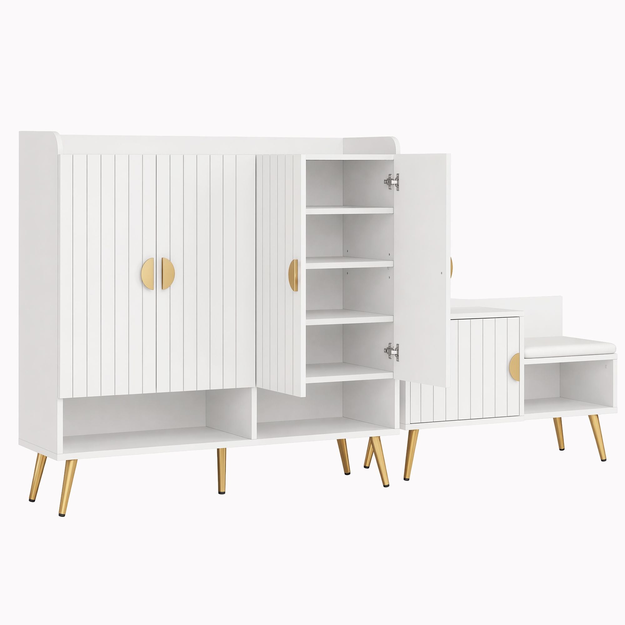 Artiss Shoe Cabinet Bench Set Adjustable Shelf Hallway Living Room White