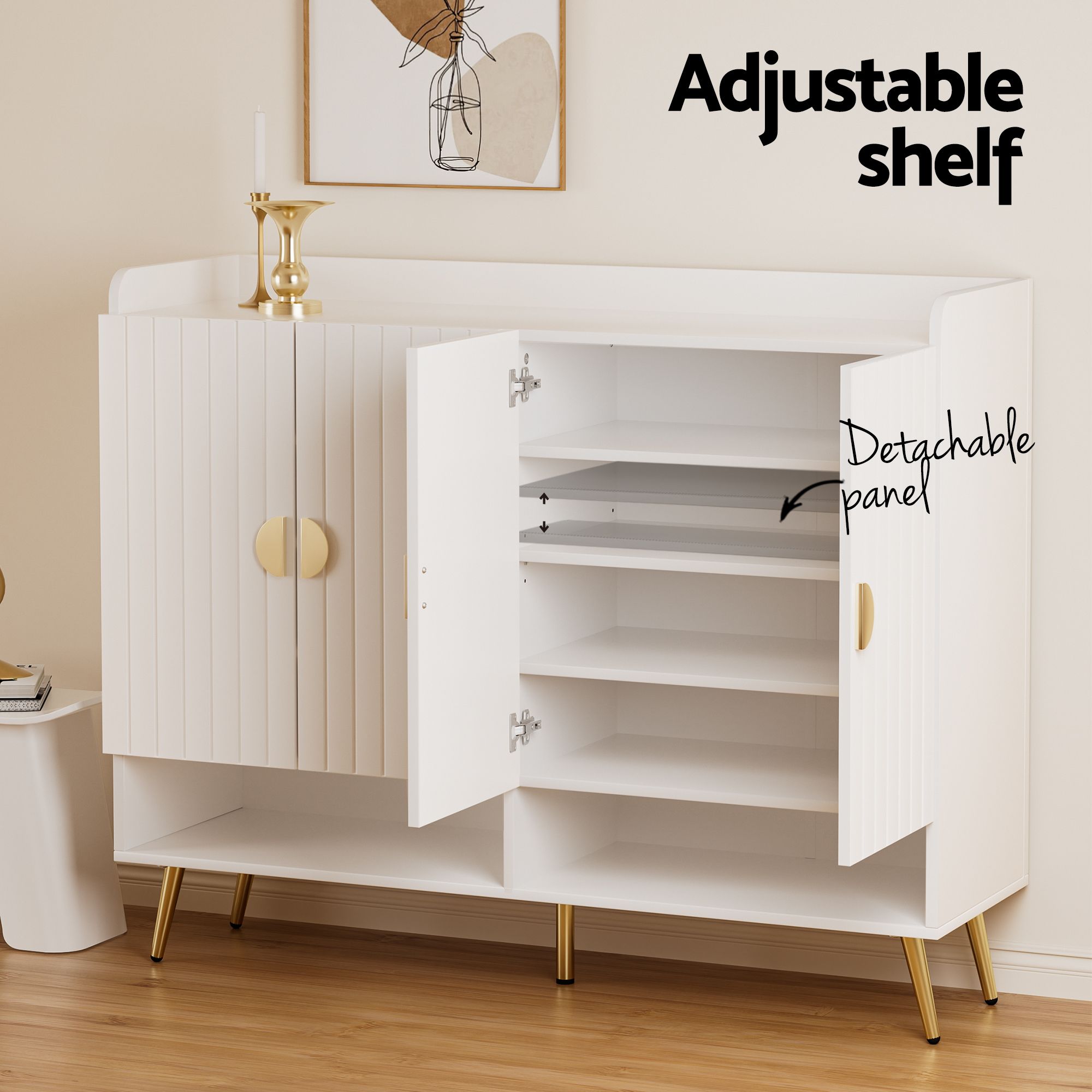 Artiss Shoe Cabinet Bench Set Adjustable Shelf Hallway Living Room White