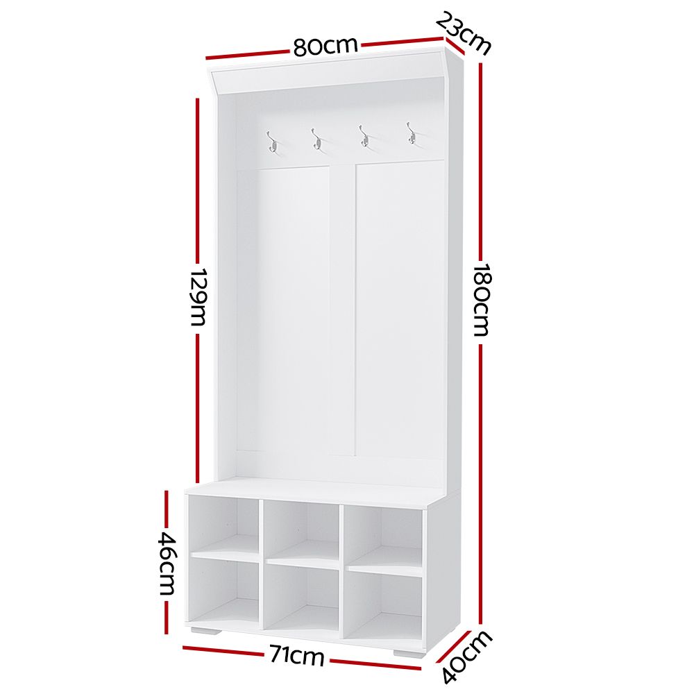 Artiss Shoe Rack Cabinet Hall Tree Coat Rack 180CM White