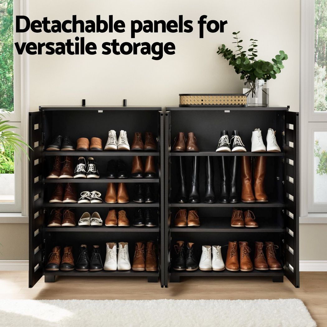 Artiss Shoe Rack Storage Cabinet 20 Pairs 5-tier Black Alster