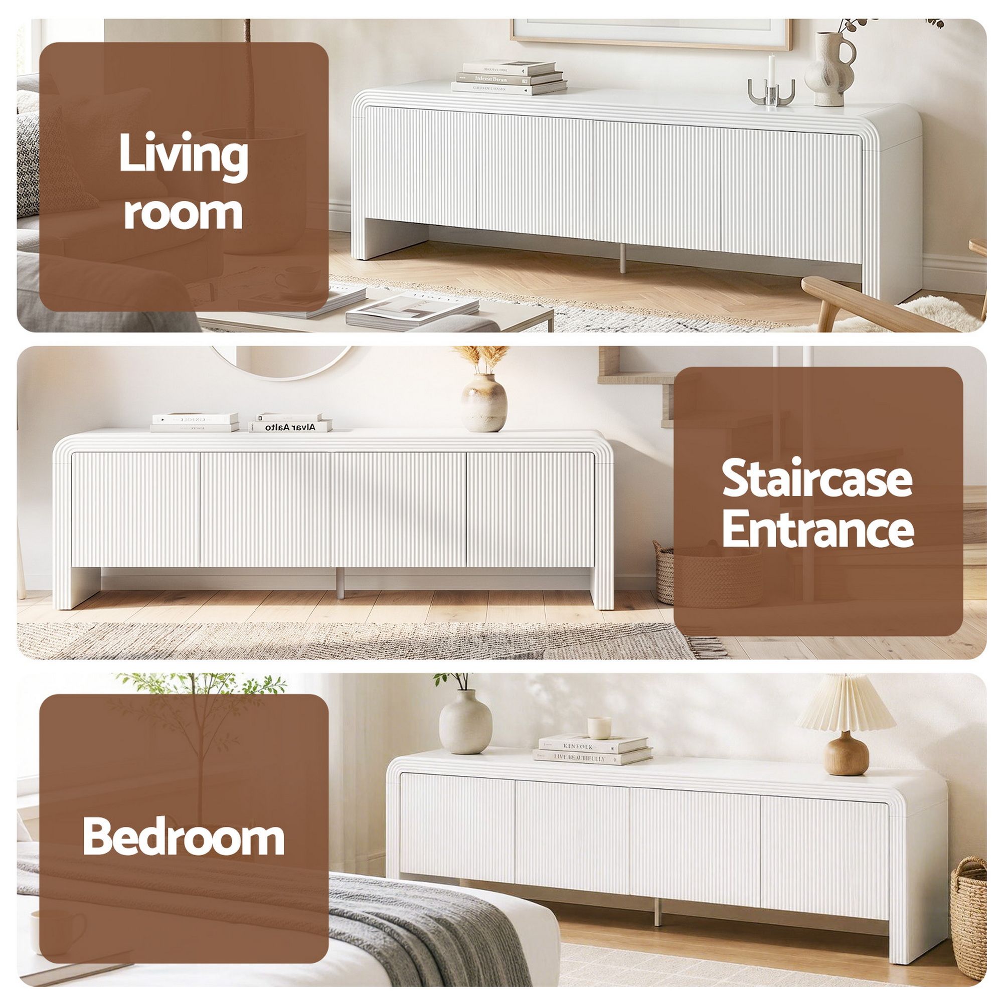 Artiss TV Unit Entertainment Unit Storage Cabinet 180cm White