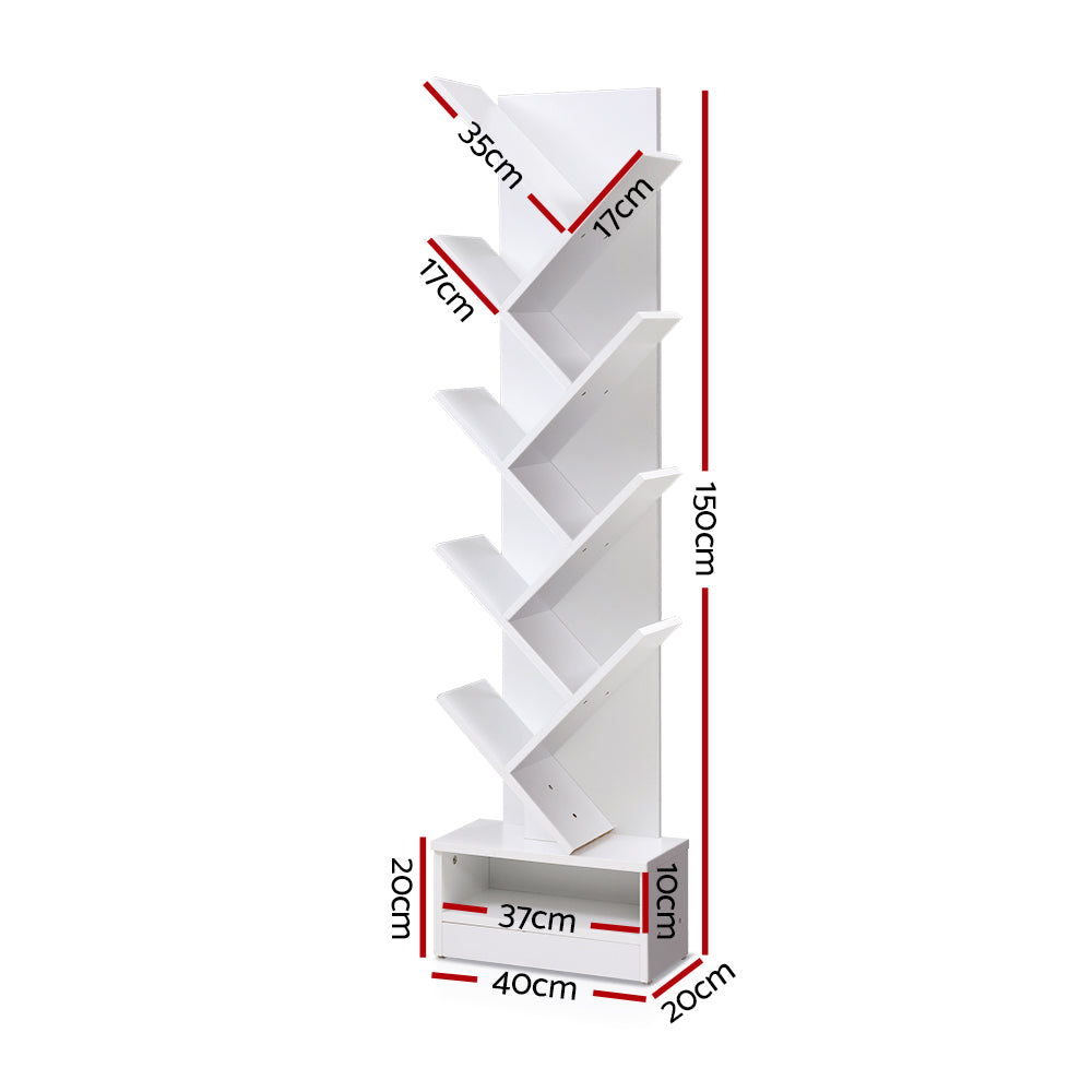 Artiss Tree Bookshelf 9 Tiers - ECHO White
