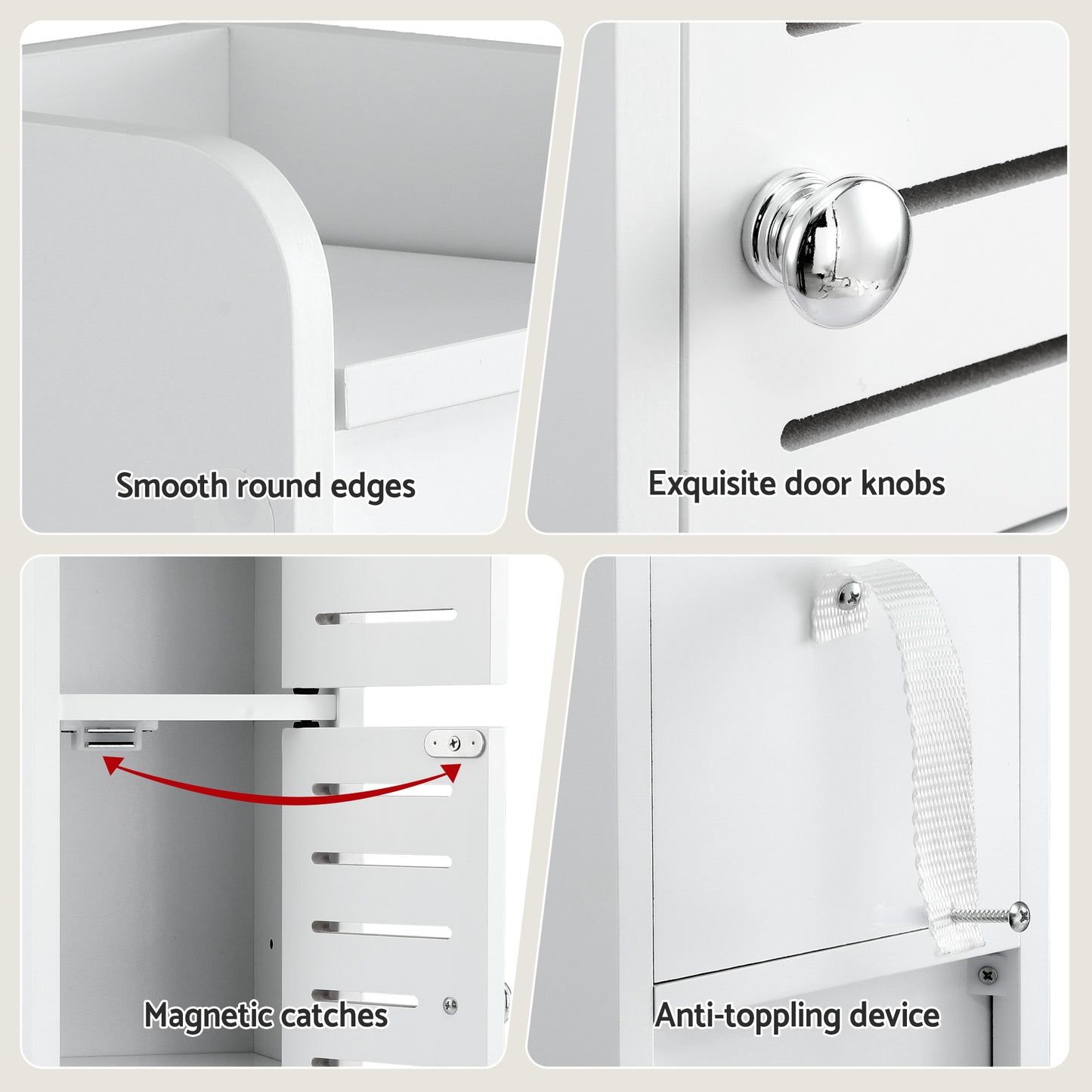 Artiss Bathroom Storage Cabinet 3-Tier Slim Toilet Paper Holder Organizer White