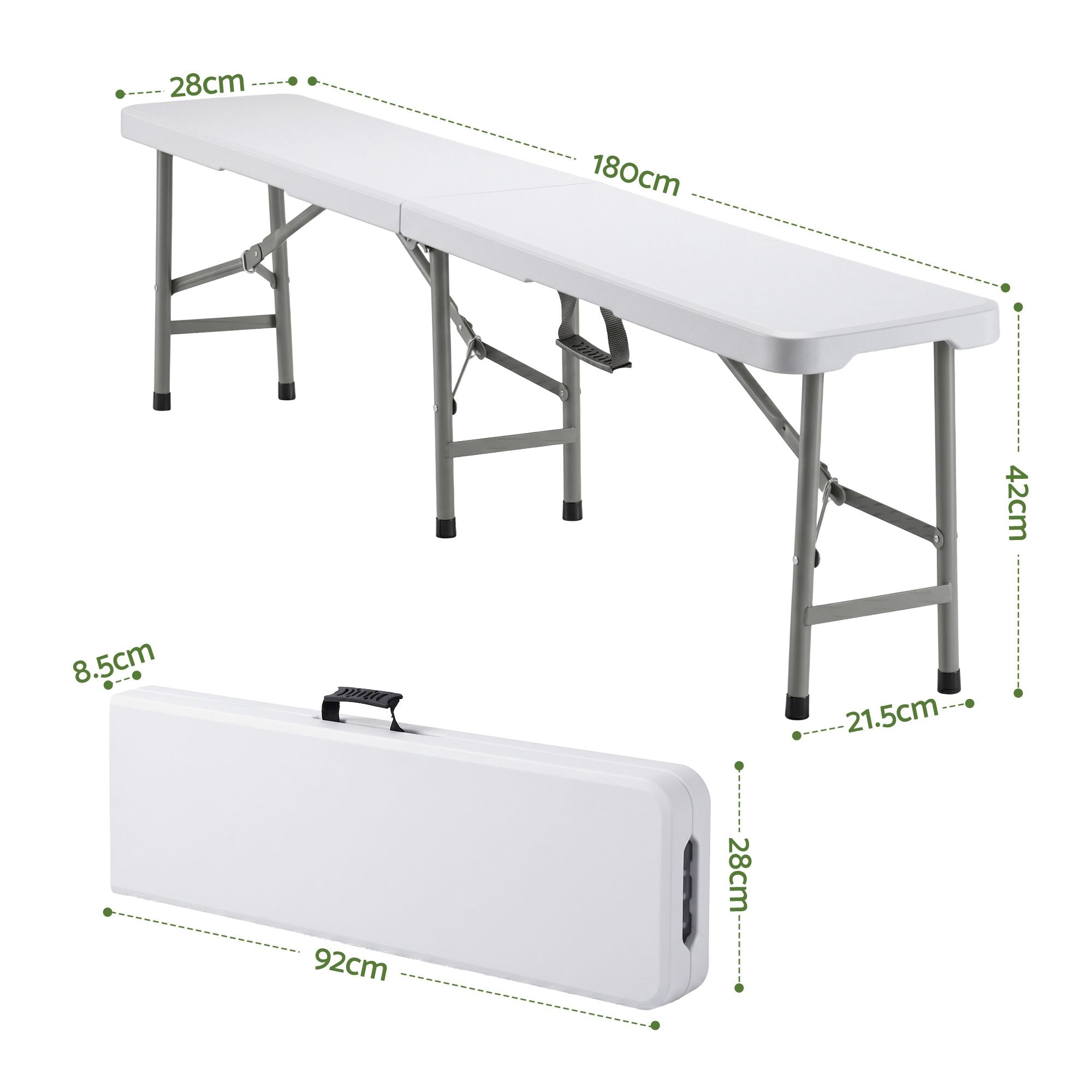 Gardeon 180cm Folding Garden Bench Portable Trestle Seat HDPE Fold In Half White