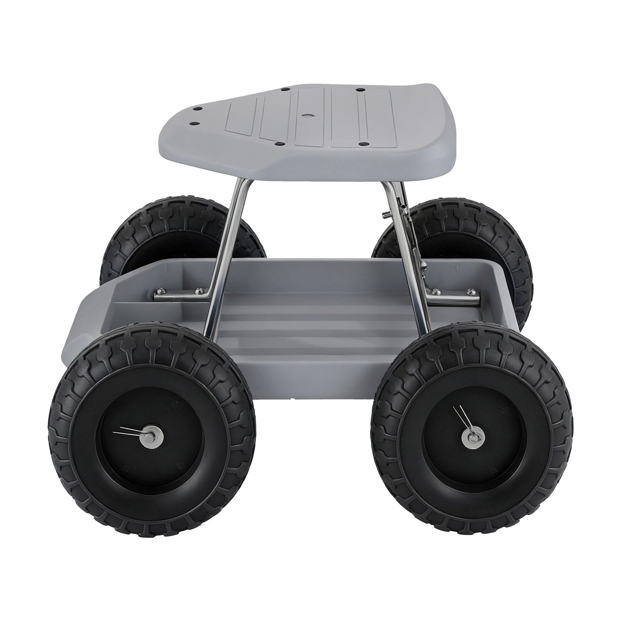 Gardeon Garden Cart Seat with Wheels, Rolling Work Stool with Tool Storage Tray, 440lbs (200kg) Heavy Duty Capacity Garden Stool for Outdoor Yard Work, Car Detailing, and Garage Maintenance, Grey/Black
