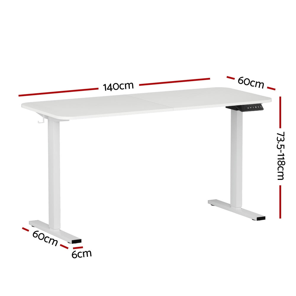 Artiss Electric Standing Desk 140cm Adjustable Height Motorised Home Office Desk White