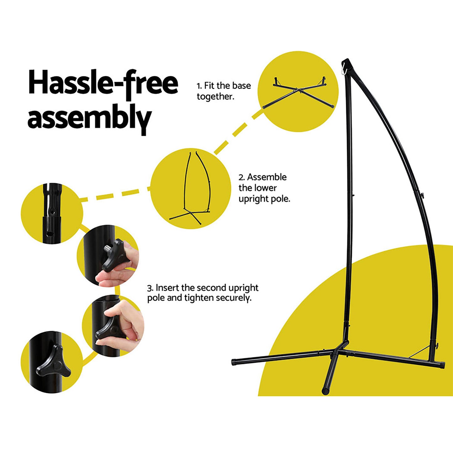 Gardeon Hammock Chair Nest Web Outdoor Swing with Steel Stand 100cm