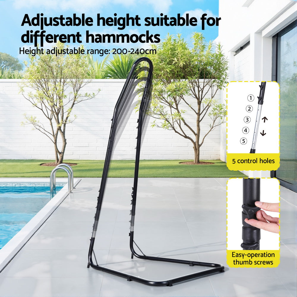 Gardeon Hammock Chair Stand Heavy Duty Steel Frame Black