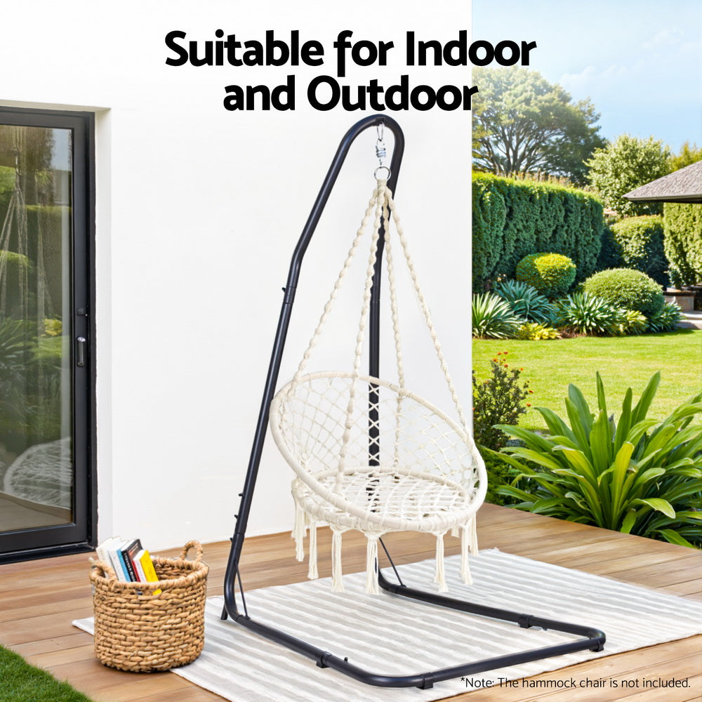 Gardeon Hammock Chair Stand Heavy Duty Steel Frame Black