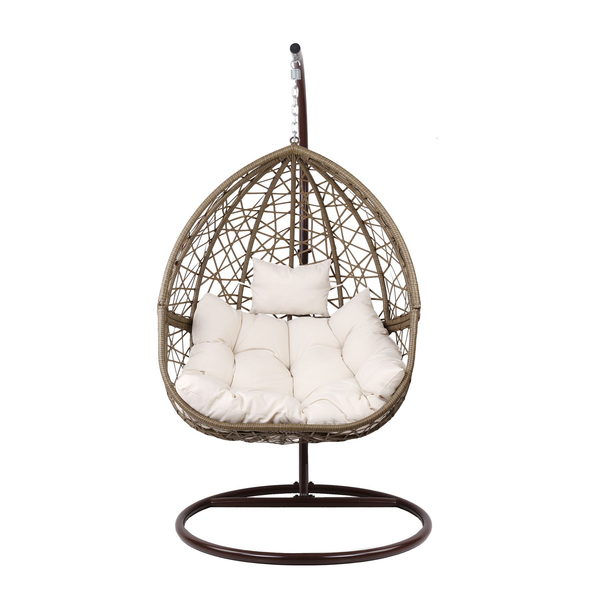 Gardeon Outdoor Egg Swing Chair Wicker Rattan Furniture Pod Stand Cushion Latte