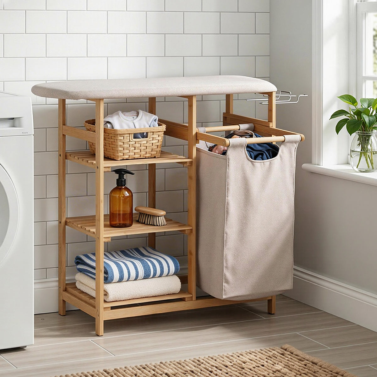 Artiss Laundry Basket Hamper with Ironing Board Bamboo