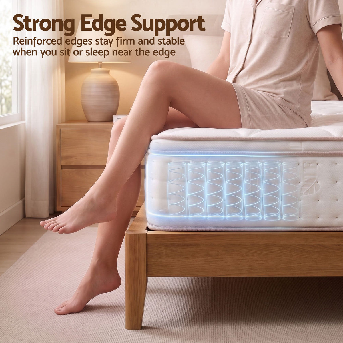 Giselle 30cm King Spring Mattress Tencel Cover 5-Zone Firm Back Support