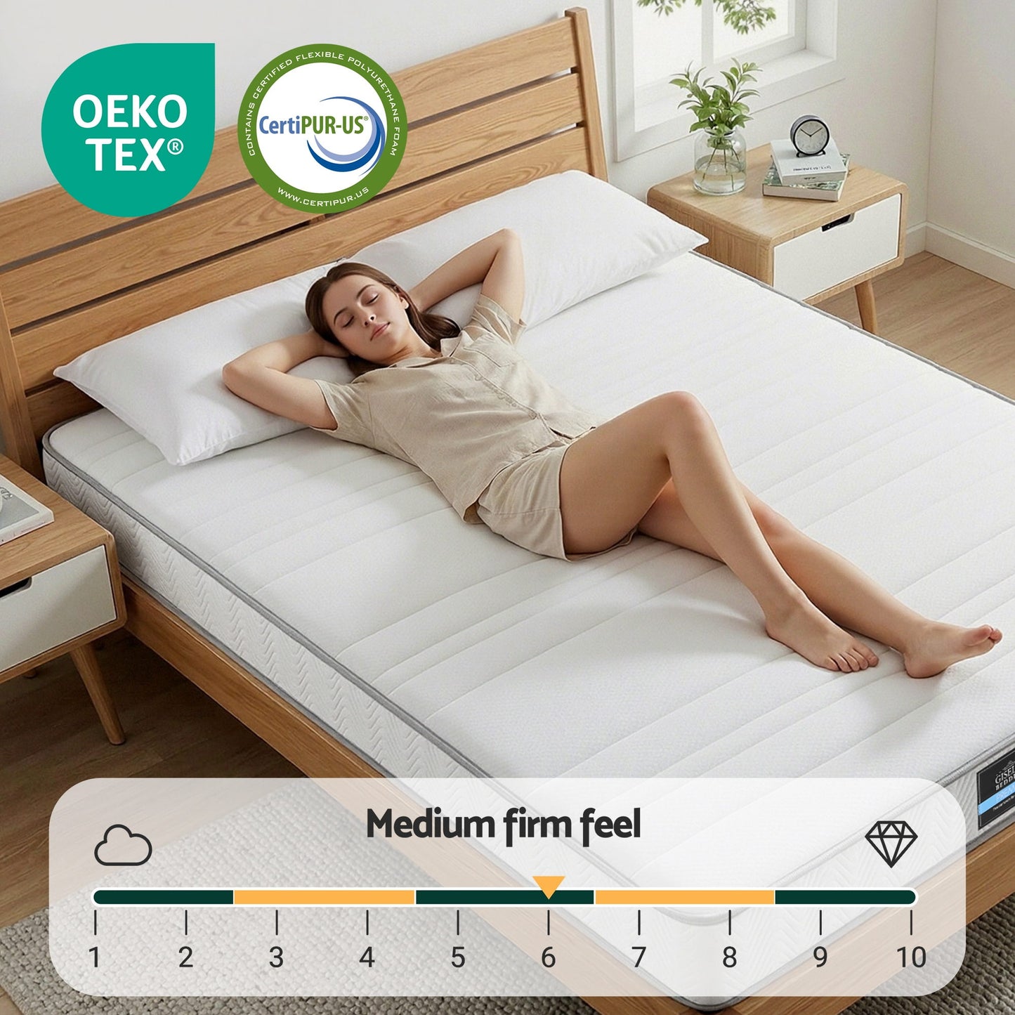 Giselle Double Mattress 20cm with Reinforced Edge Support Egg-Crate Foam