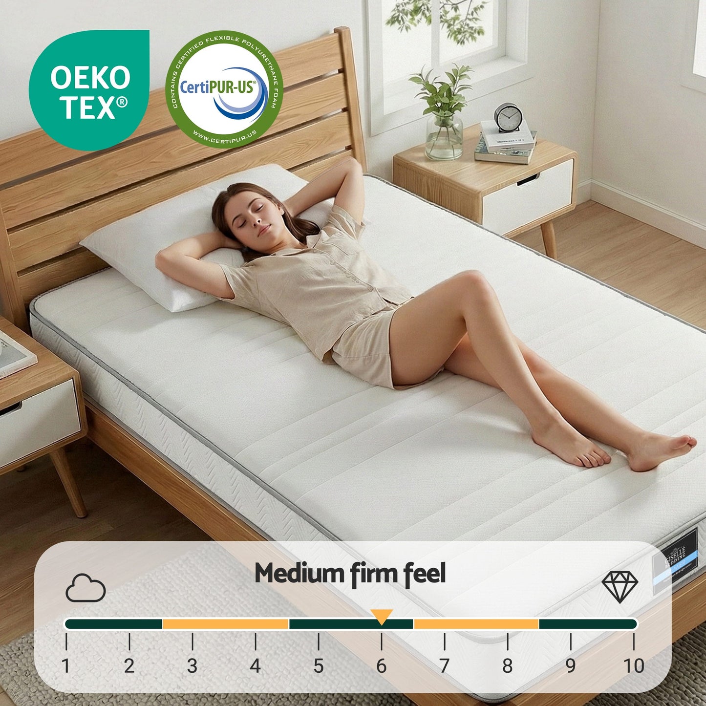 Giselle King Single Mattress 20cm with Reinforced Edge Support Egg-Crate Foam