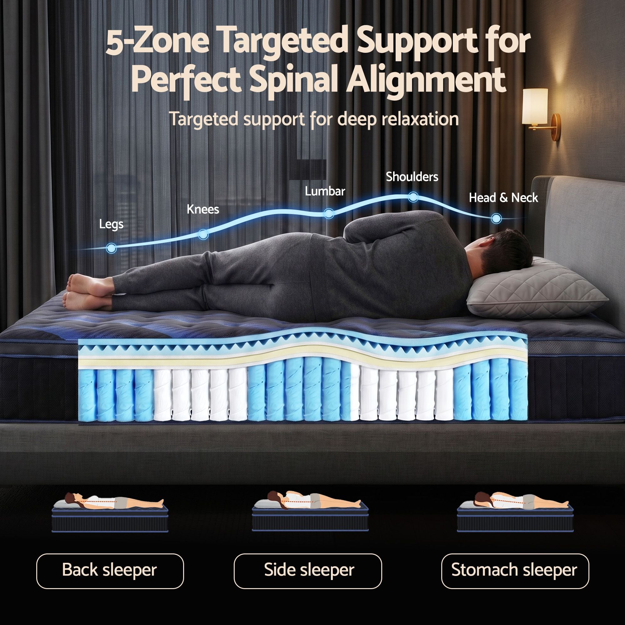 Giselle 34cm Double Hybrid Mattress with Cooling Gel Memory Foam and Edge Support