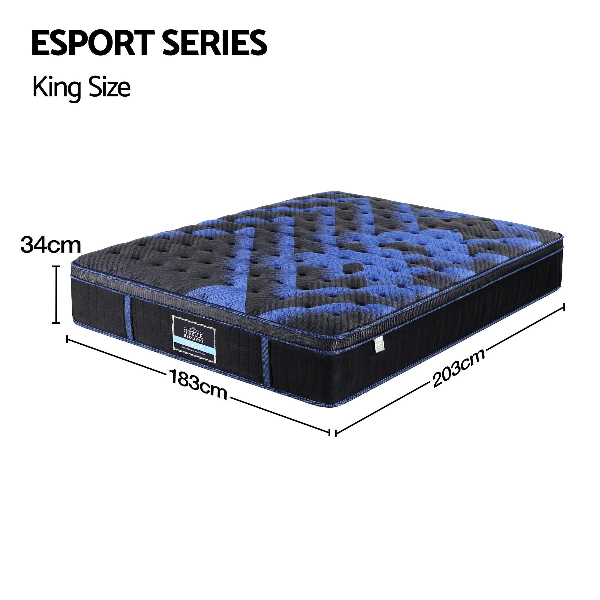 Giselle 34cm King Hybrid Mattress with Cooling Gel Memory Foam and Edge Support