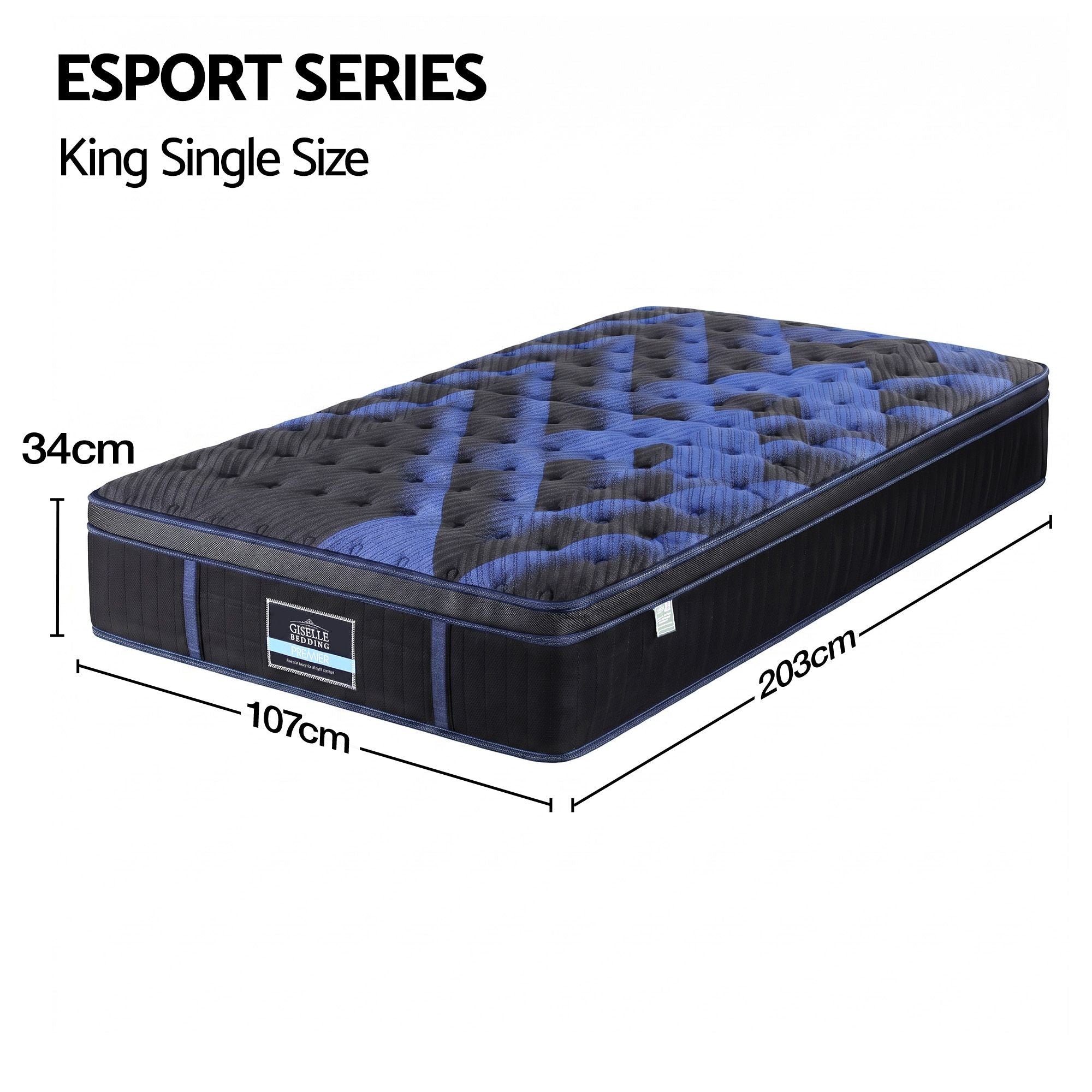 Giselle 34cm King Single Hybrid Mattress with Cooling Gel Memory Foam and Edge Support
