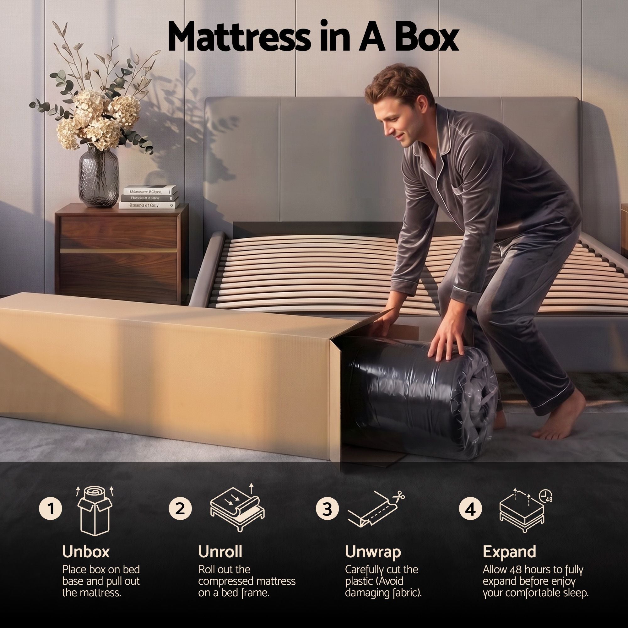 Giselle 34cm Queen Hybrid Mattress with Cooling Gel Memory Foam and Edge Support