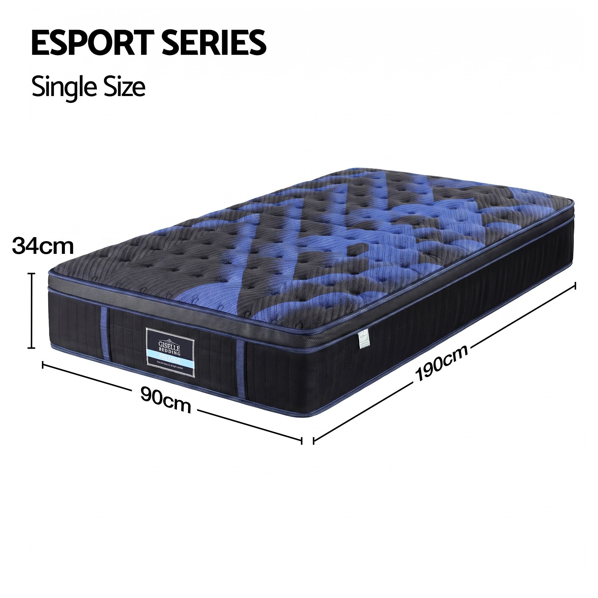 Giselle 34cm Single Hybrid Mattress with Cooling Gel Memory Foam and Edge Support