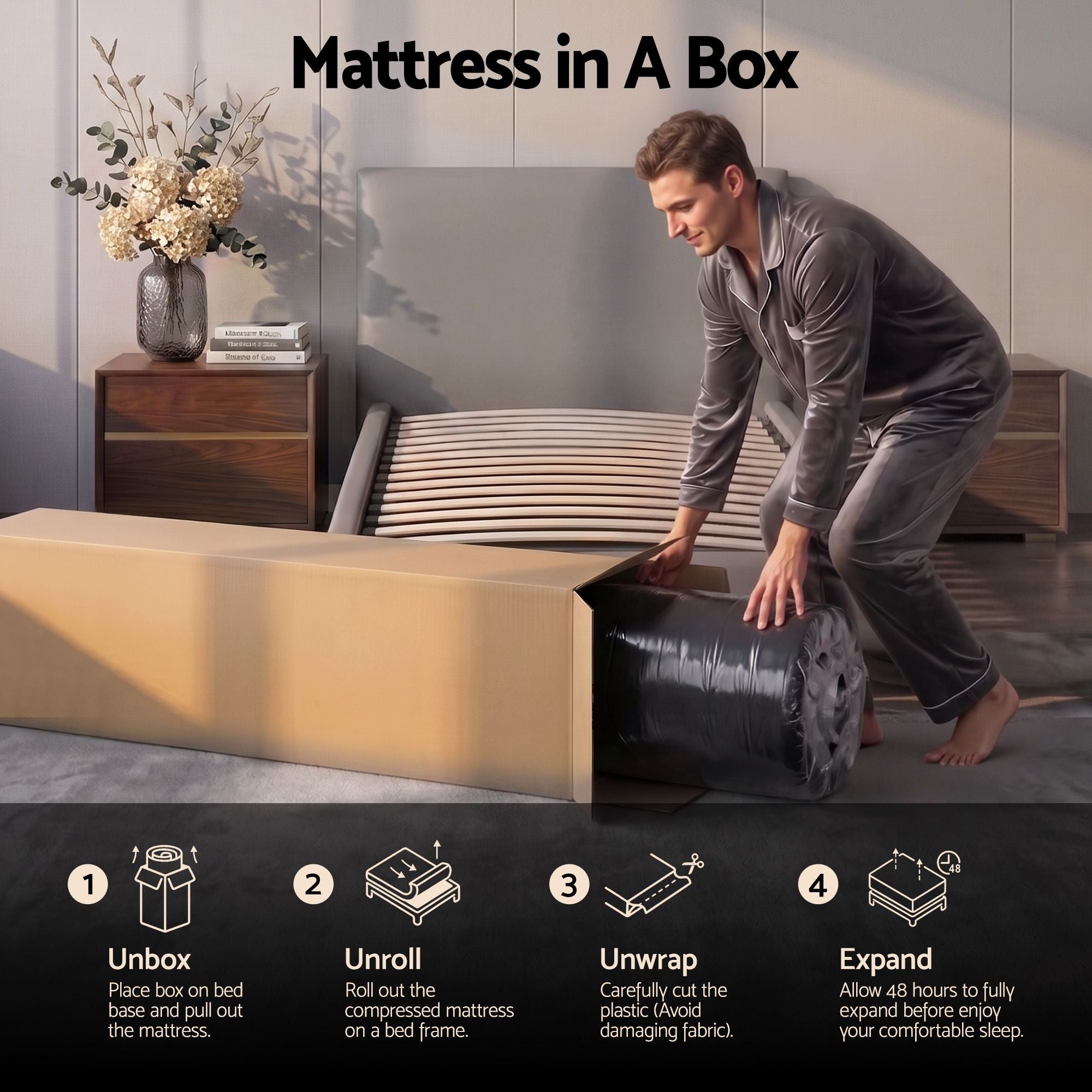 Giselle 34cm Single Hybrid Mattress with Cooling Gel Memory Foam and Edge Support