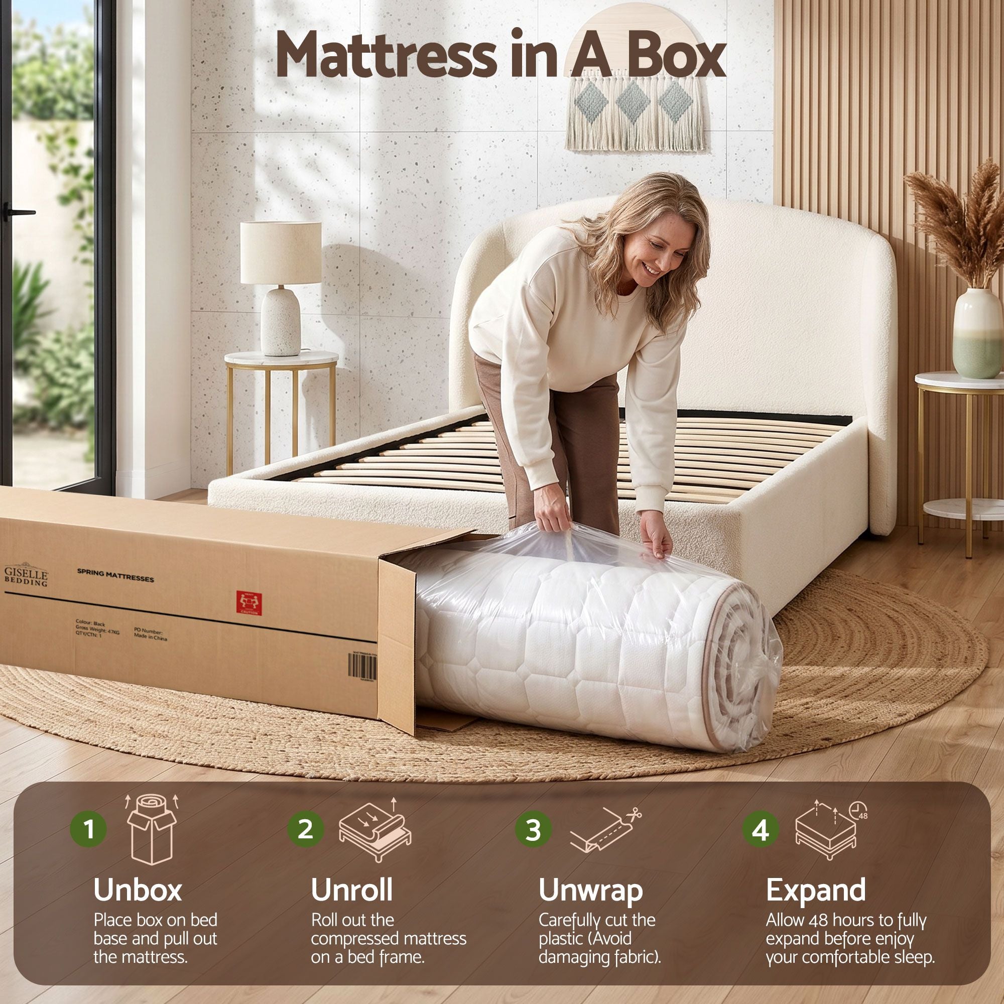 Giselle 20cm Firm King Single Mattress Pocket Spring for Bedroom or Guest Room
