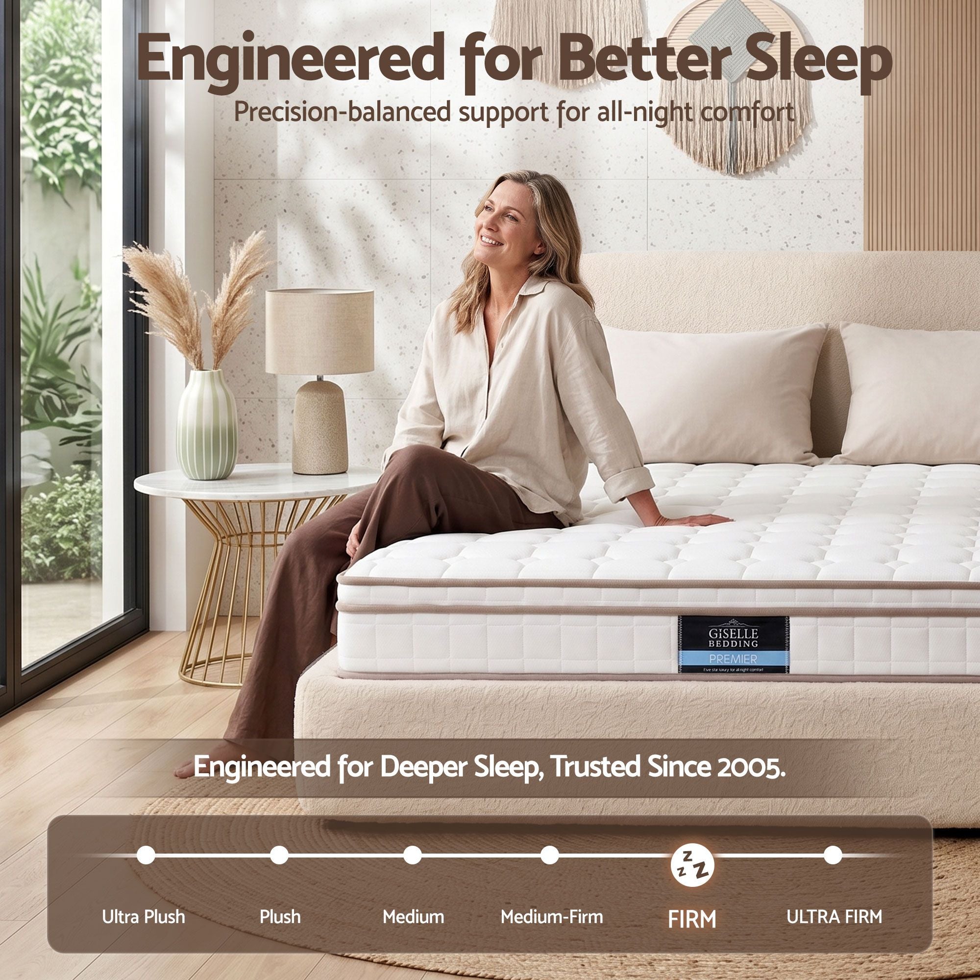 Giselle 20cm Firm Queen Mattress Pocket Spring for Bedroom or Guest Room