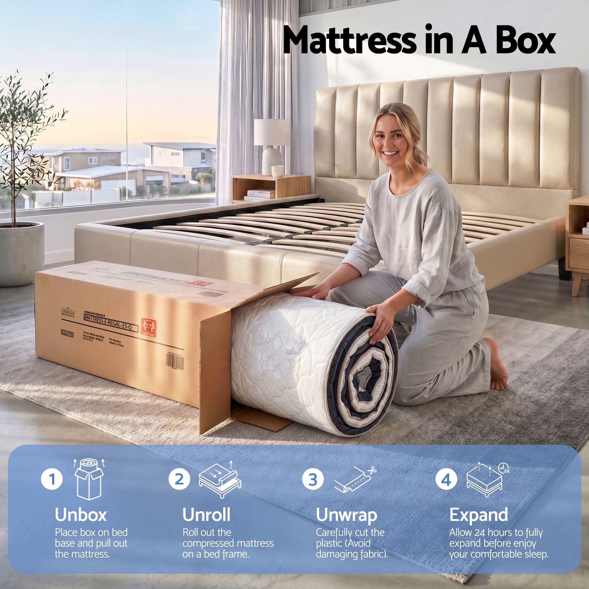 Giselle 35cm Queen Mattress Firm with Copper Memory Foam and Edge Support