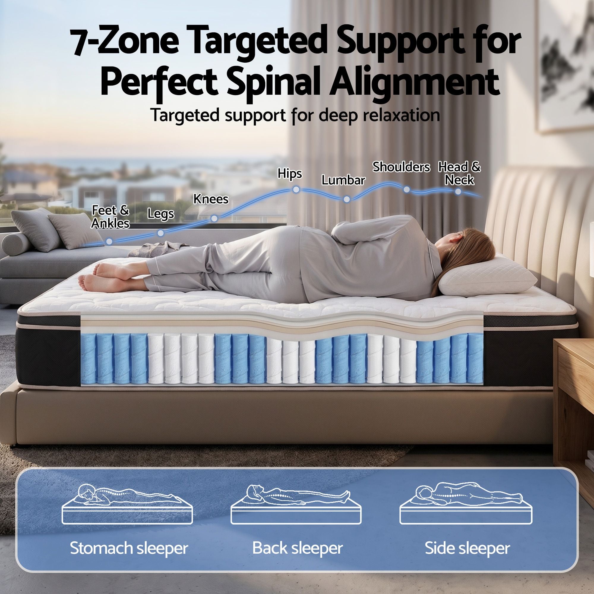 Giselle 35cm Single Mattress Firm with Copper Memory Foam and Edge Support