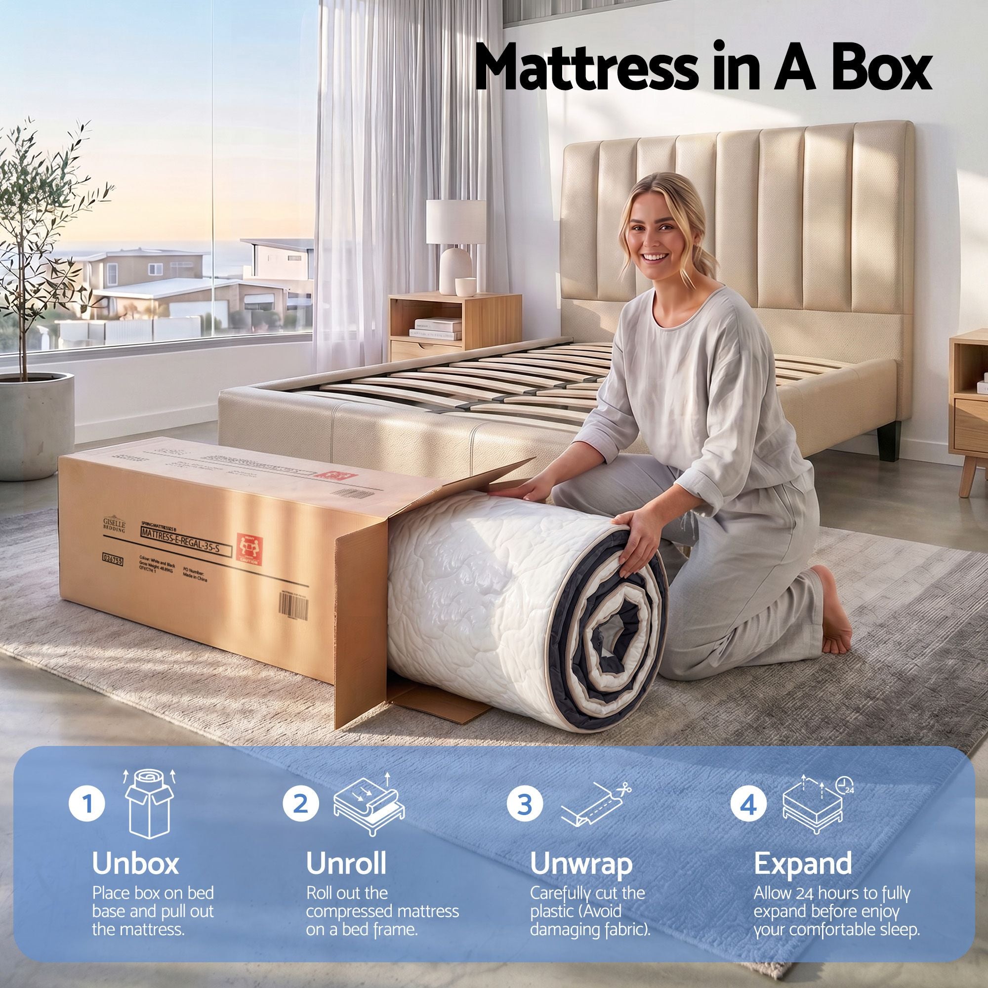 Giselle 35cm Single Mattress Firm with Copper Memory Foam and Edge Support