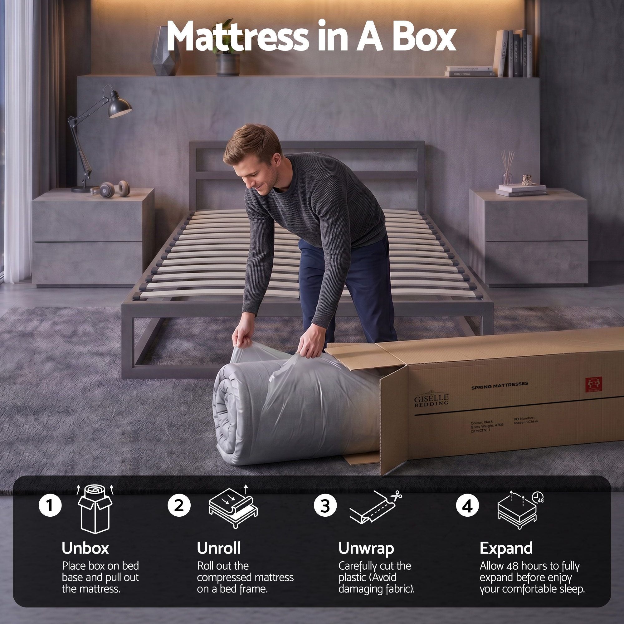 Giselle 30cm Single Mattress with Edge Support and 5-Zone Comfort