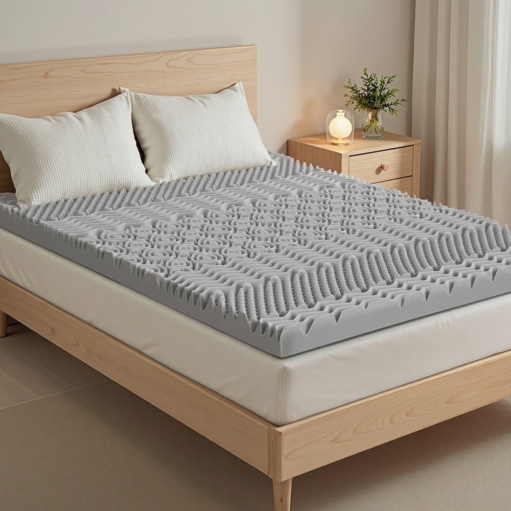 Giselle Bedding 8cm Memory Foam Mattress Topper 7-Zone Graphite Double
