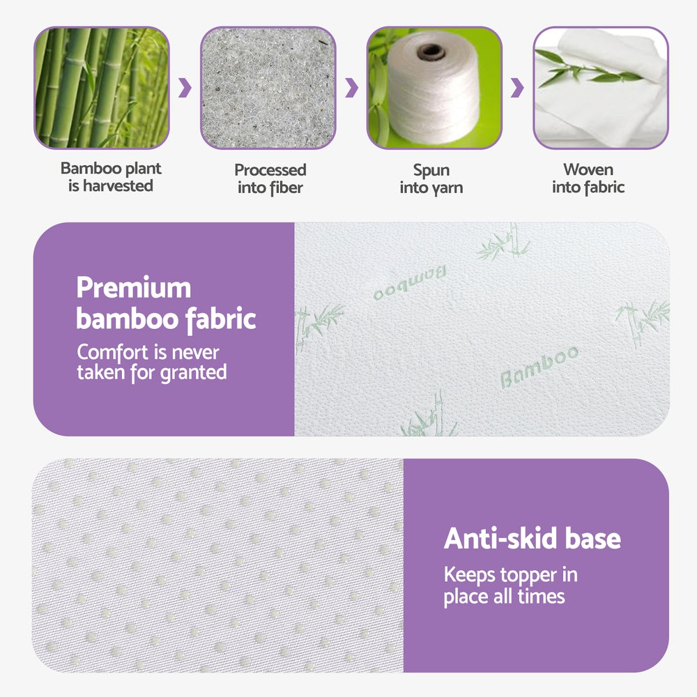 Giselle 8cm Memory Foam Mattress Topper Lavender Infused Bamboo Cover 7-Zone Double