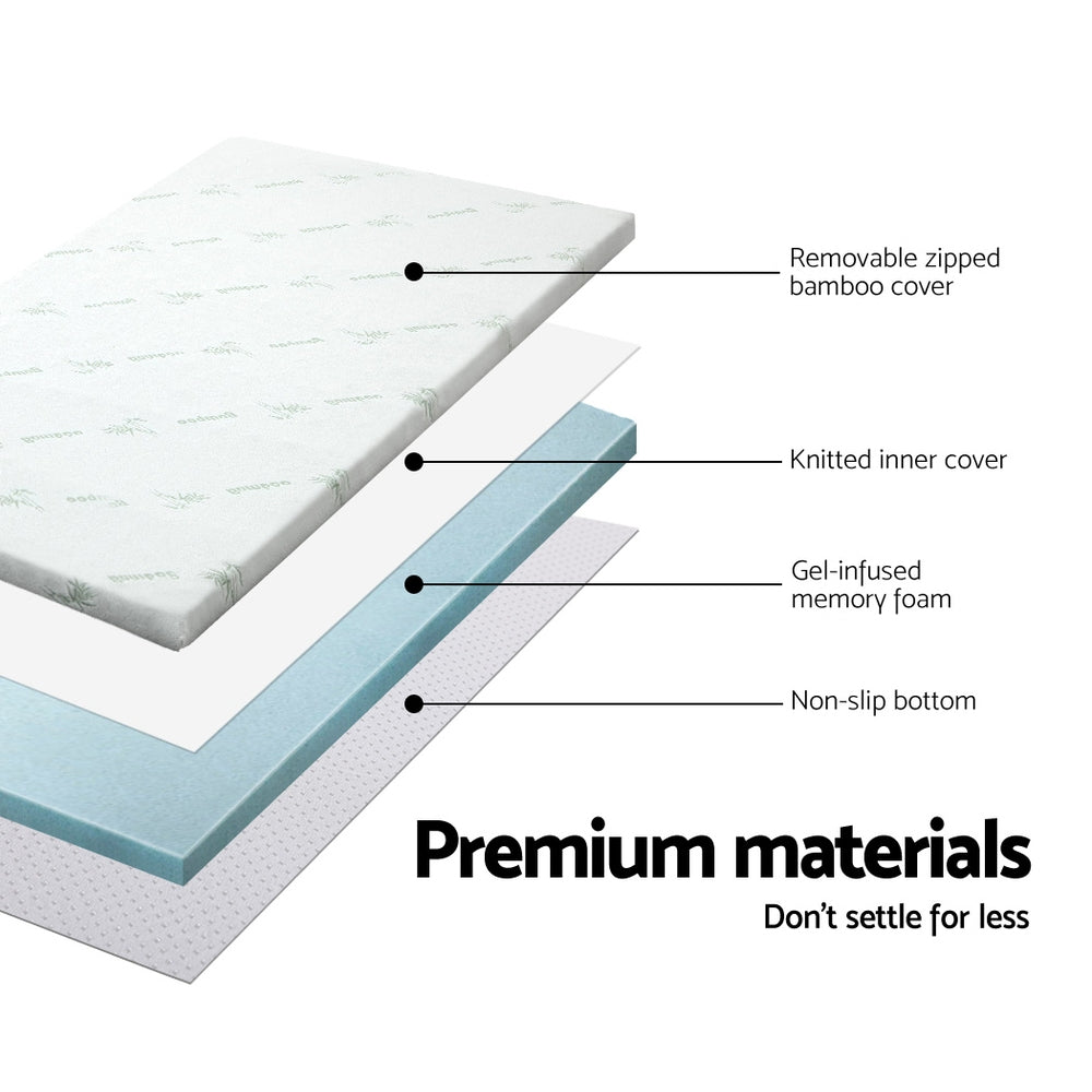 Giselle Bedding Memory Foam Mattress Topper Cool Gel 5cm Queen