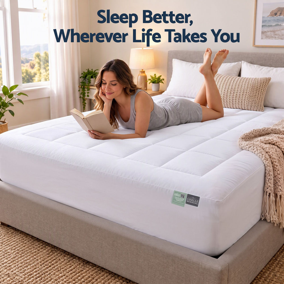 Giselle 8cm Queen Memory Foam Mattress Topper Pillow Top with Gel Foam