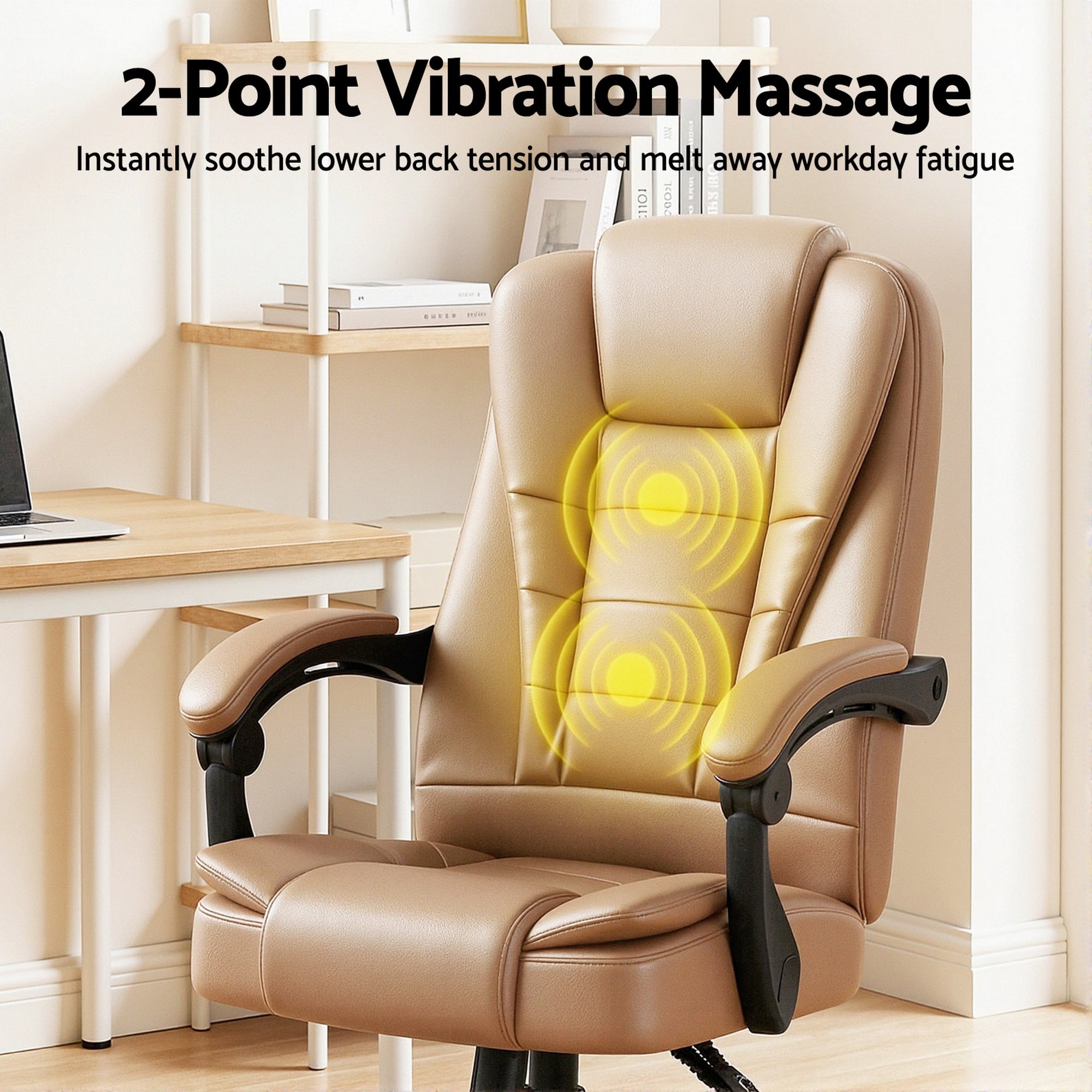 Artiss Massage Office Chair Executive Computer Gaming Chairs Brown PU Leather Espresso