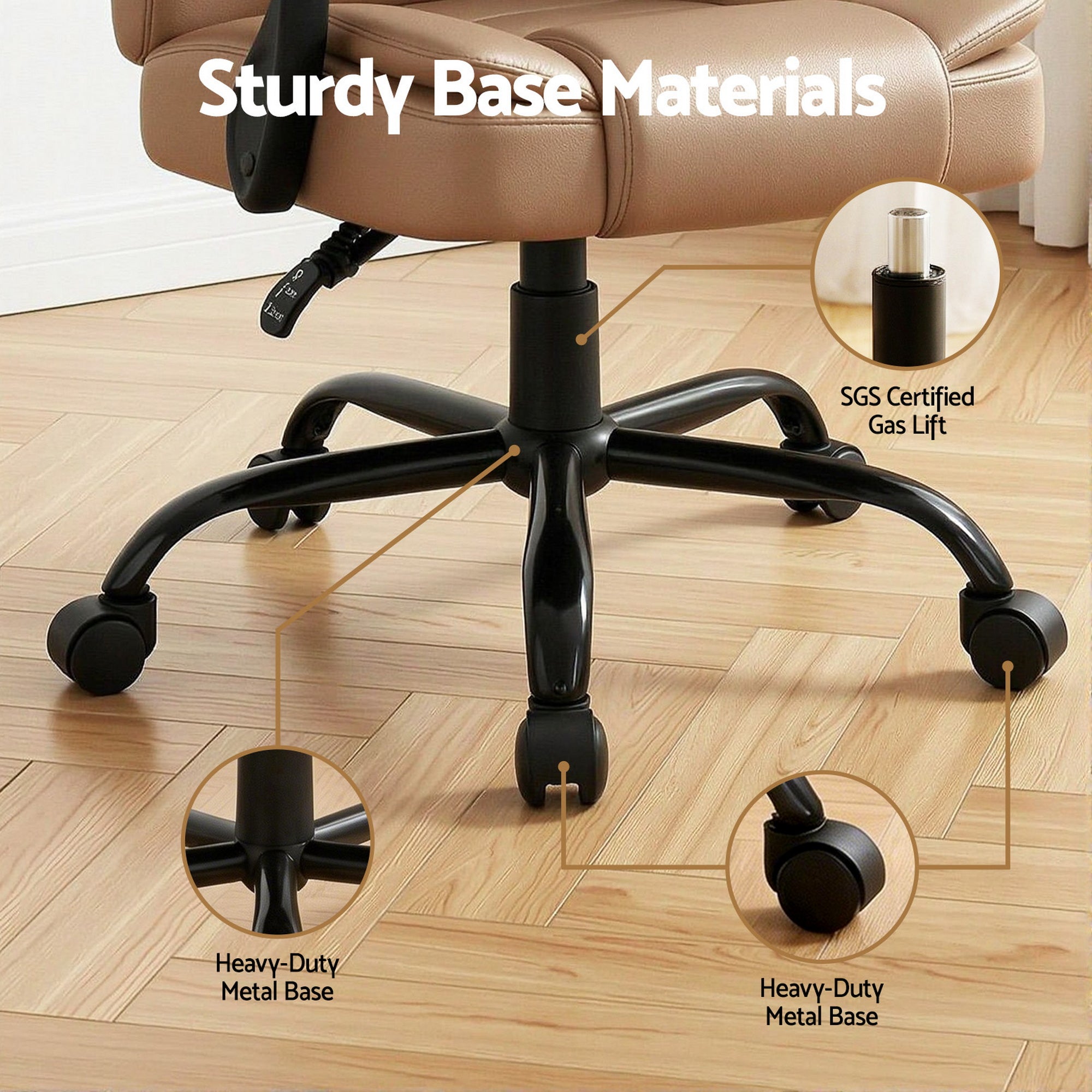 Artiss Massage Office Chair Executive Computer Gaming Chairs Brown PU Leather Espresso